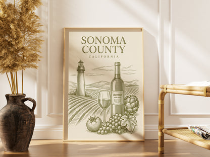Vintage Sonoma County Travel Poster - Wine Country Wall Art Print