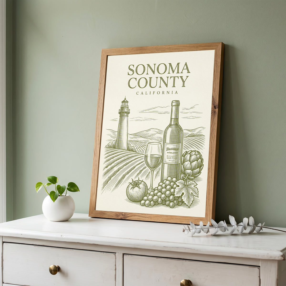Vintage Sonoma County Travel Poster - Wine Country Wall Art Print