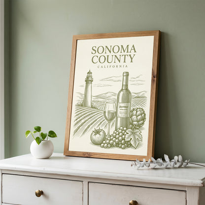 Vintage Sonoma County Travel Poster - Wine Country Wall Art Print