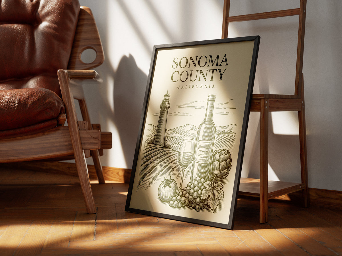 Vintage Sonoma County Travel Poster - Wine Country Wall Art Print