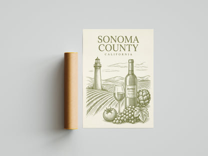 Vintage Sonoma County Travel Poster - Wine Country Wall Art Print