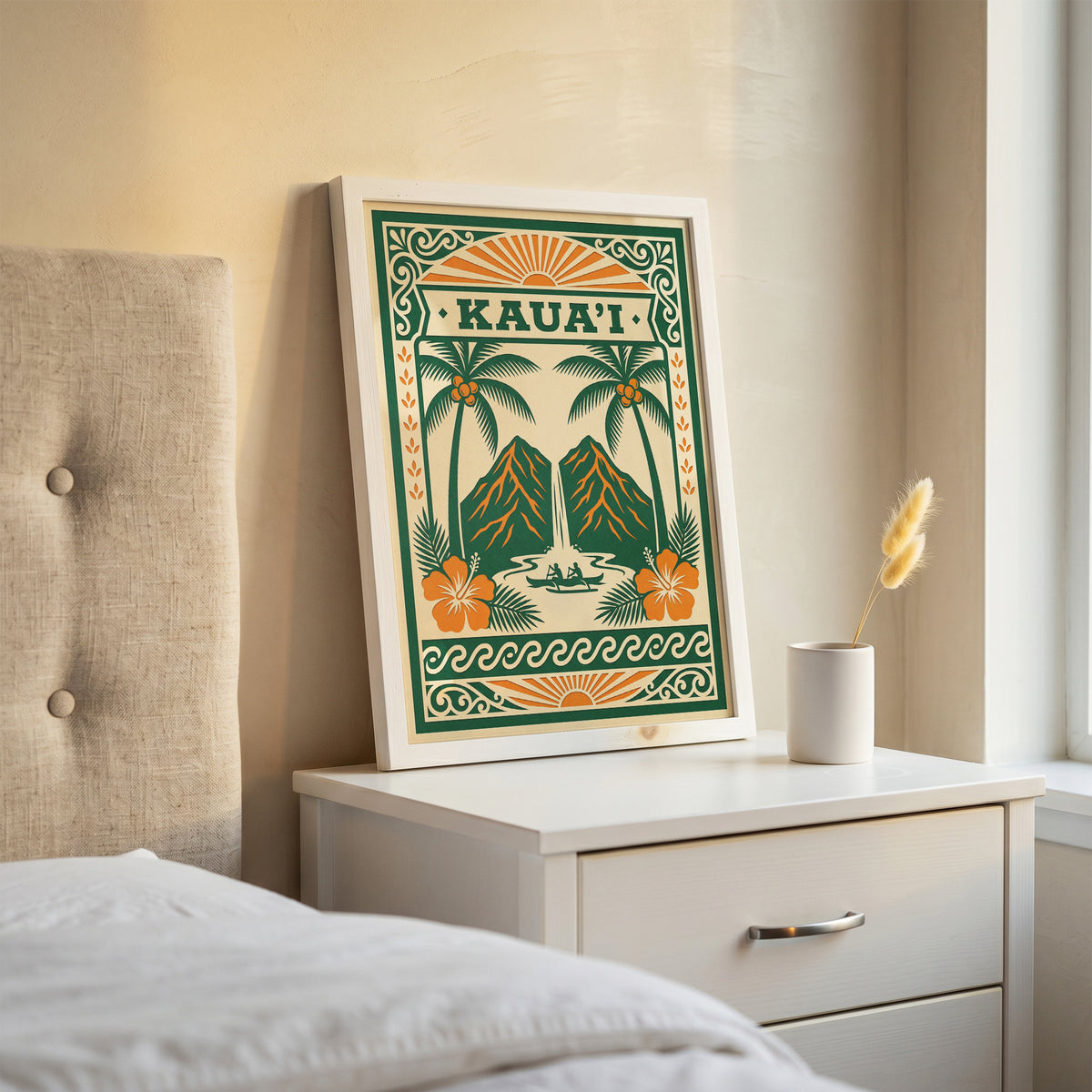 Vintage Kauai Travel Poster - Retro Hawaii Tropical Wall Art Print