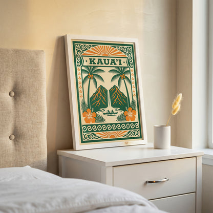 Vintage Kauai Travel Poster - Retro Hawaii Tropical Wall Art Print