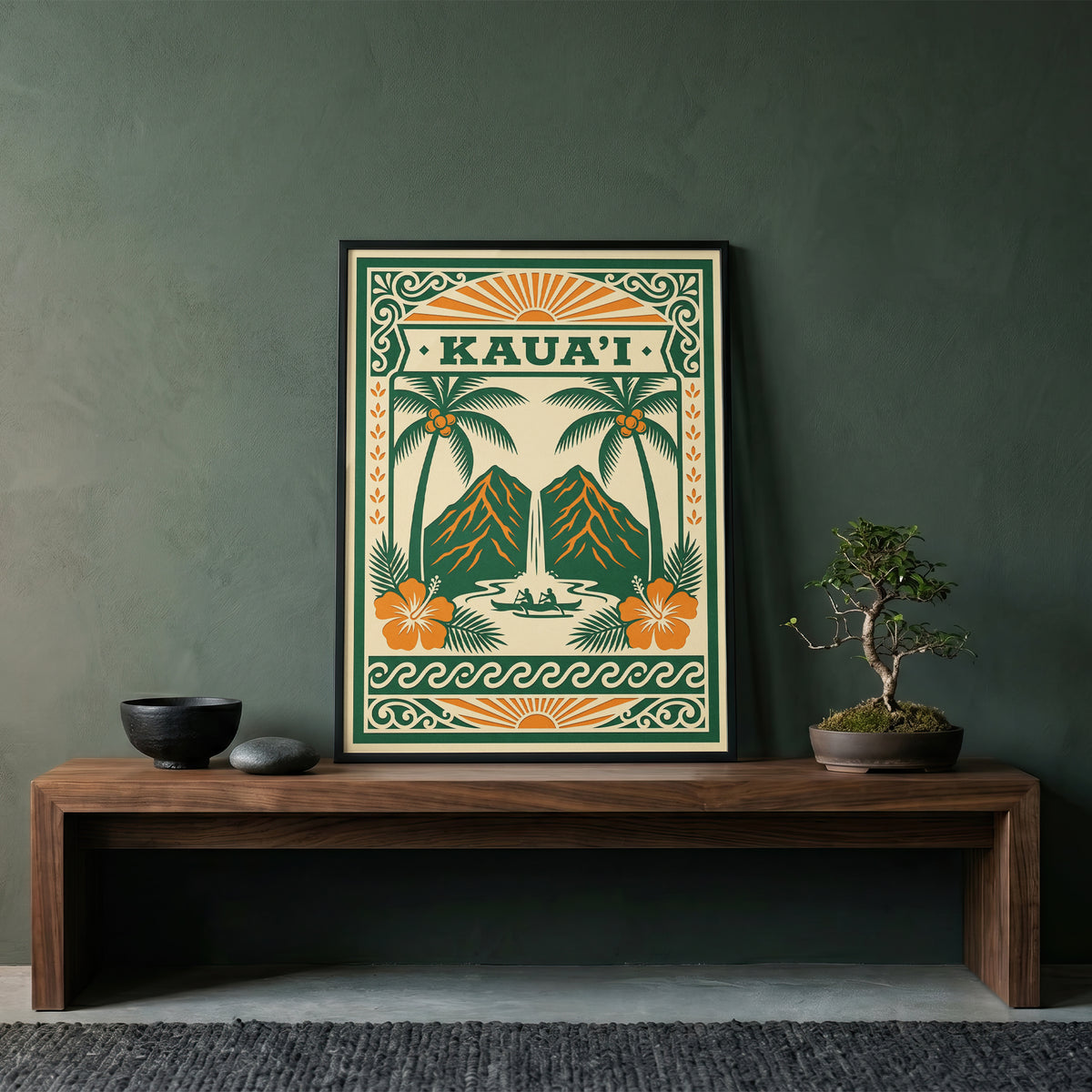 Vintage Kauai Travel Poster - Retro Hawaii Tropical Wall Art Print