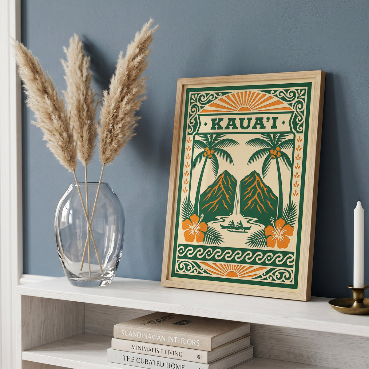 Vintage Kauai Travel Poster - Retro Hawaii Tropical Wall Art Print