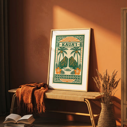 Vintage Kauai Travel Poster - Retro Hawaii Tropical Wall Art Print