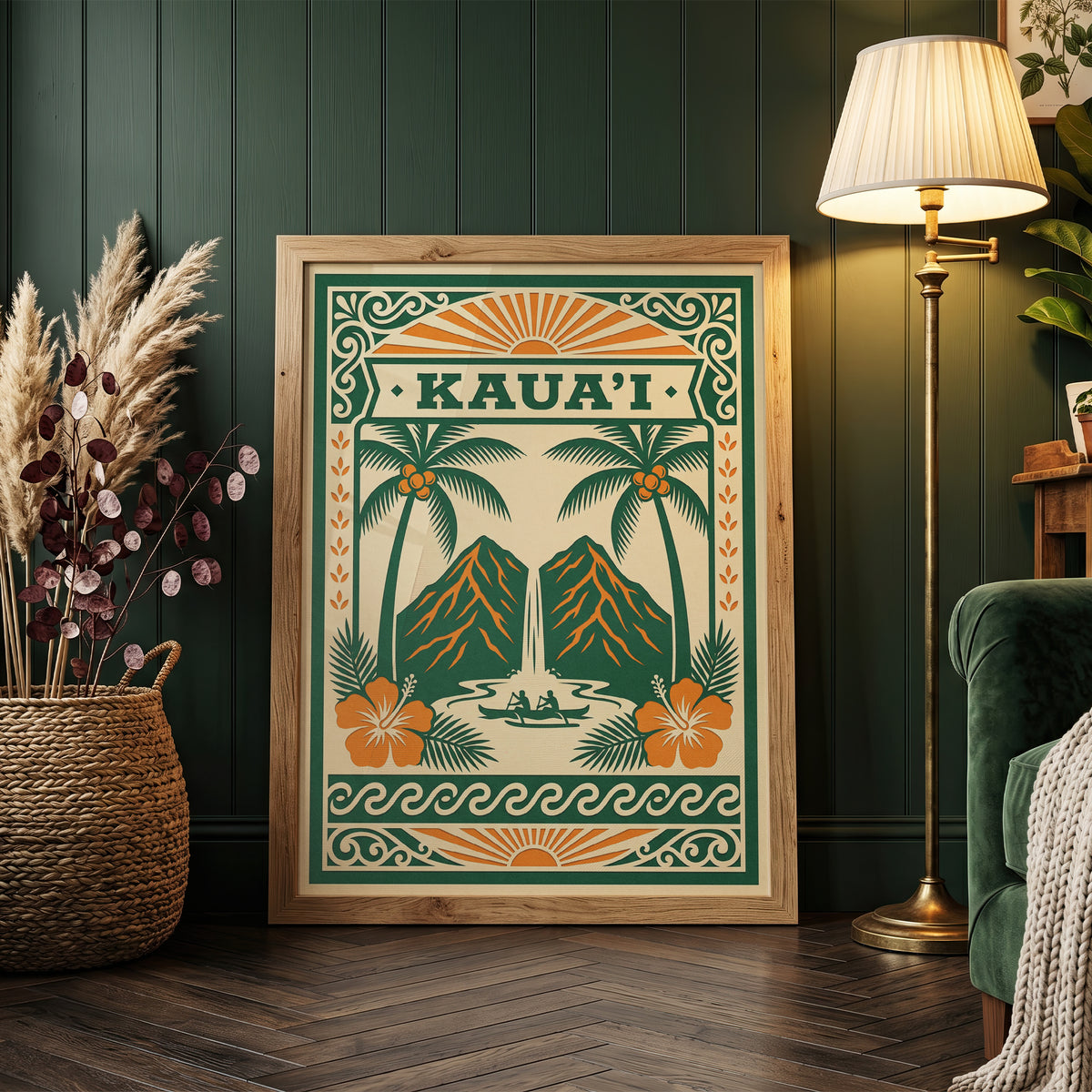 Vintage Kauai Travel Poster - Retro Hawaii Tropical Wall Art Print