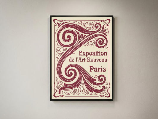 Vintage Paris Art Nouveau Exhibition Poster - French Decorative Wall Art Print