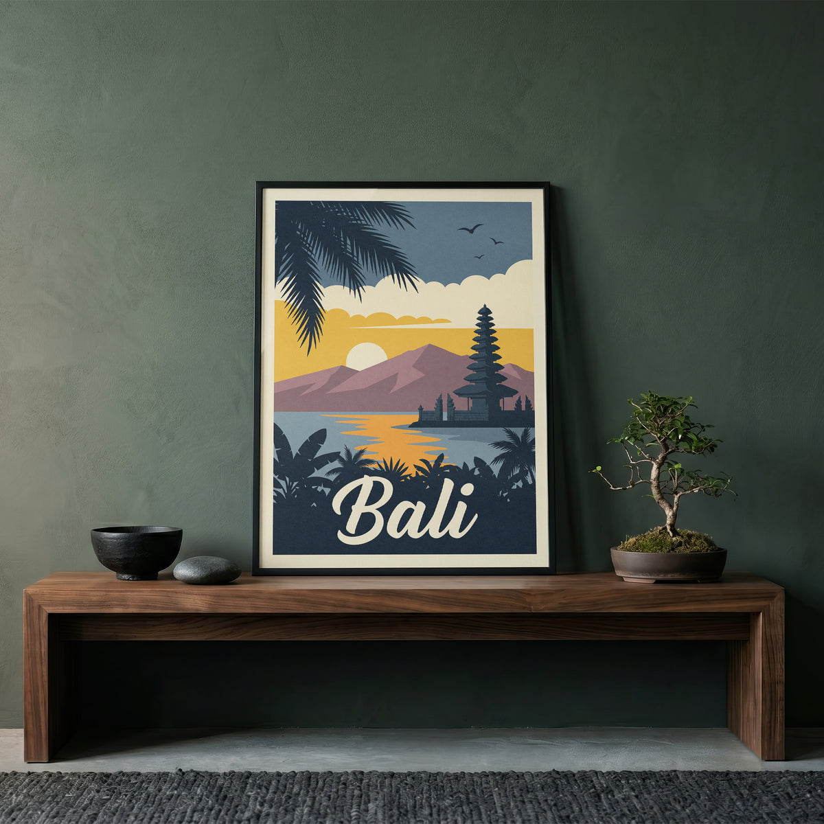 Bali Retro Travel Poster Vintage Indonesia Beach Wall Art Print