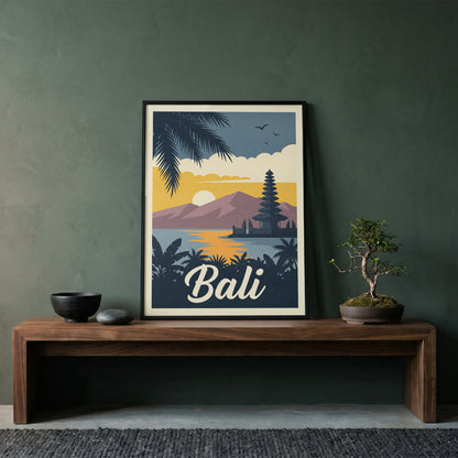 Bali Retro Travel Poster Vintage Indonesia Beach Wall Art Print