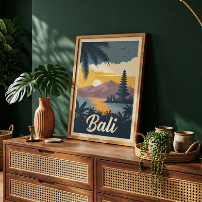 Bali Retro Travel Poster Vintage Indonesia Beach Wall Art Print