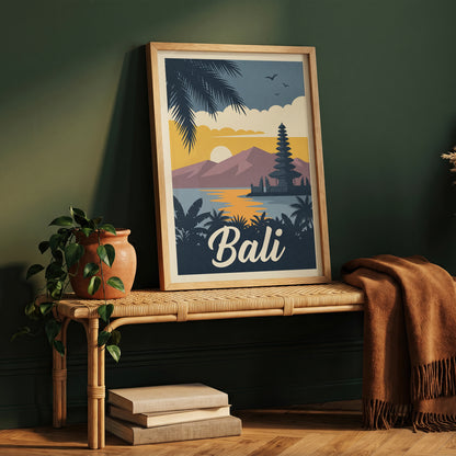 Bali Retro Travel Poster Vintage Indonesia Beach Wall Art Print