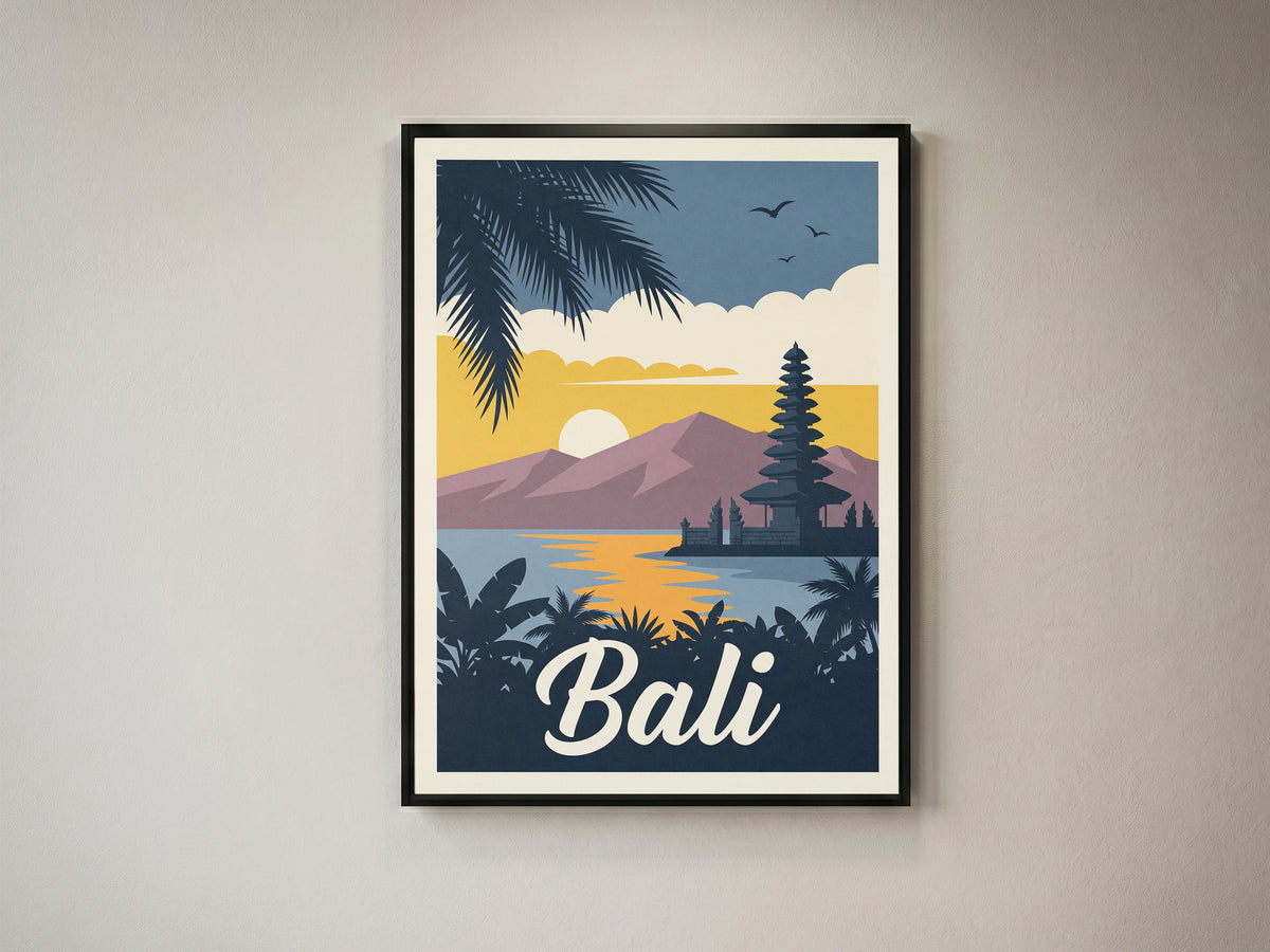 Bali Retro Travel Poster Vintage Indonesia Beach Wall Art Print