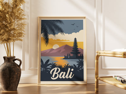 Bali Retro Travel Poster Vintage Indonesia Beach Wall Art Print
