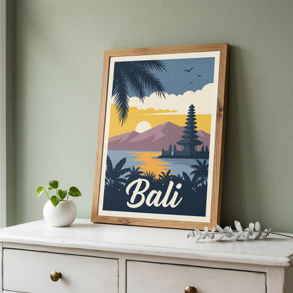 Bali Retro Travel Poster Vintage Indonesia Beach Wall Art Print