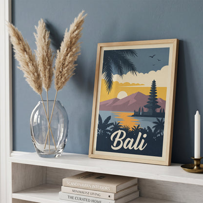 Bali Retro Travel Poster Vintage Indonesia Beach Wall Art Print
