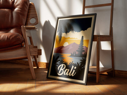 Bali Retro Travel Poster Vintage Indonesia Beach Wall Art Print