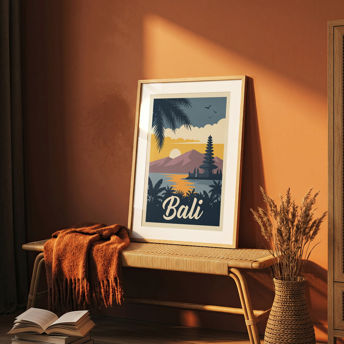 Bali Retro Travel Poster Vintage Indonesia Beach Wall Art Print