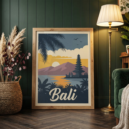 Bali Retro Travel Poster Vintage Indonesia Beach Wall Art Print
