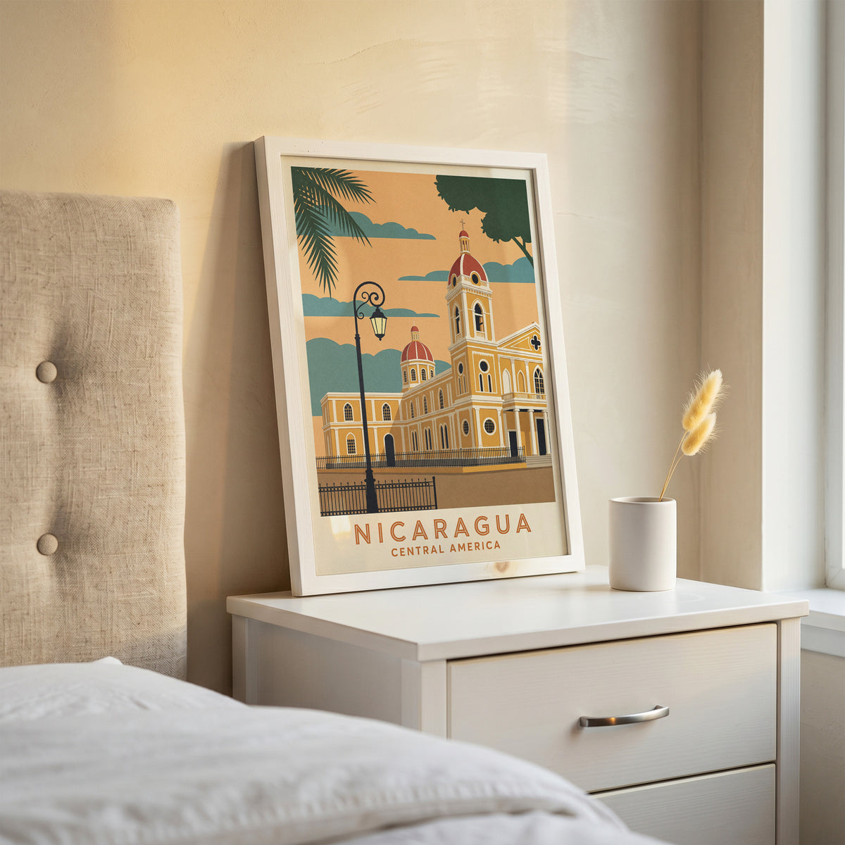 Nicaragua Granada Vintage Travel Poster Central America Wall Art Print