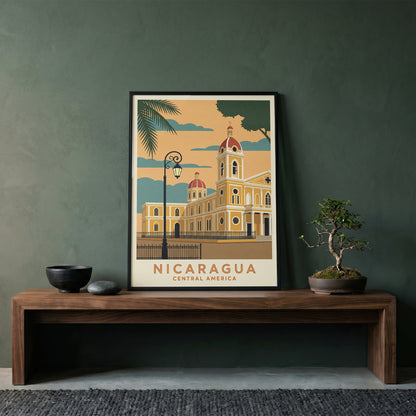 Nicaragua Granada Vintage Travel Poster Central America Wall Art Print
