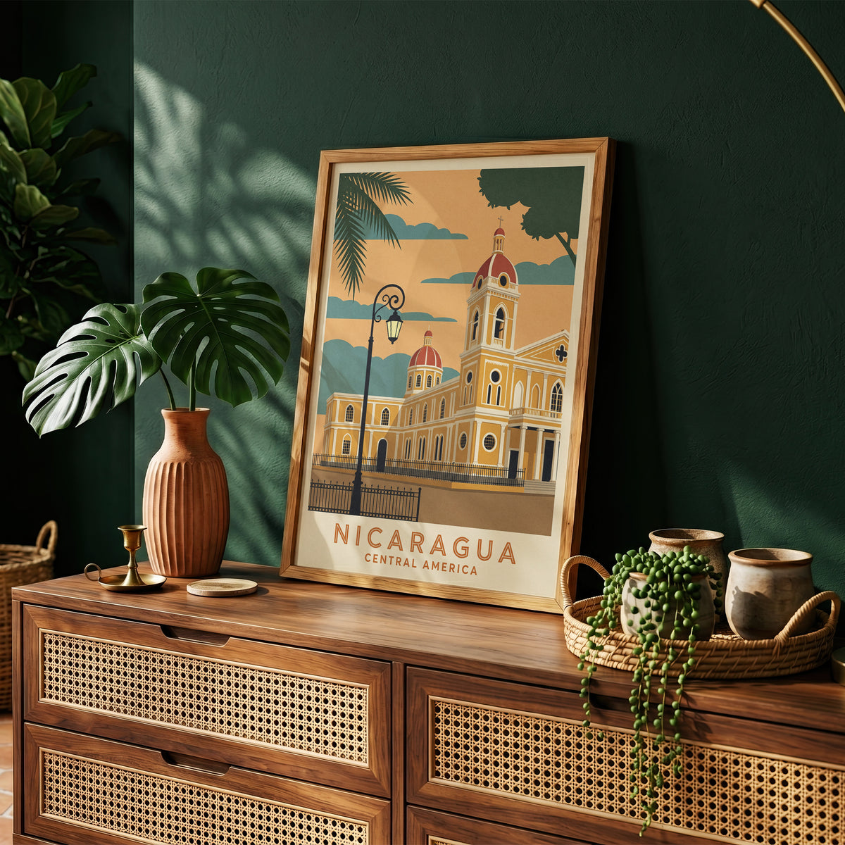 Nicaragua Granada Vintage Travel Poster Central America Wall Art Print
