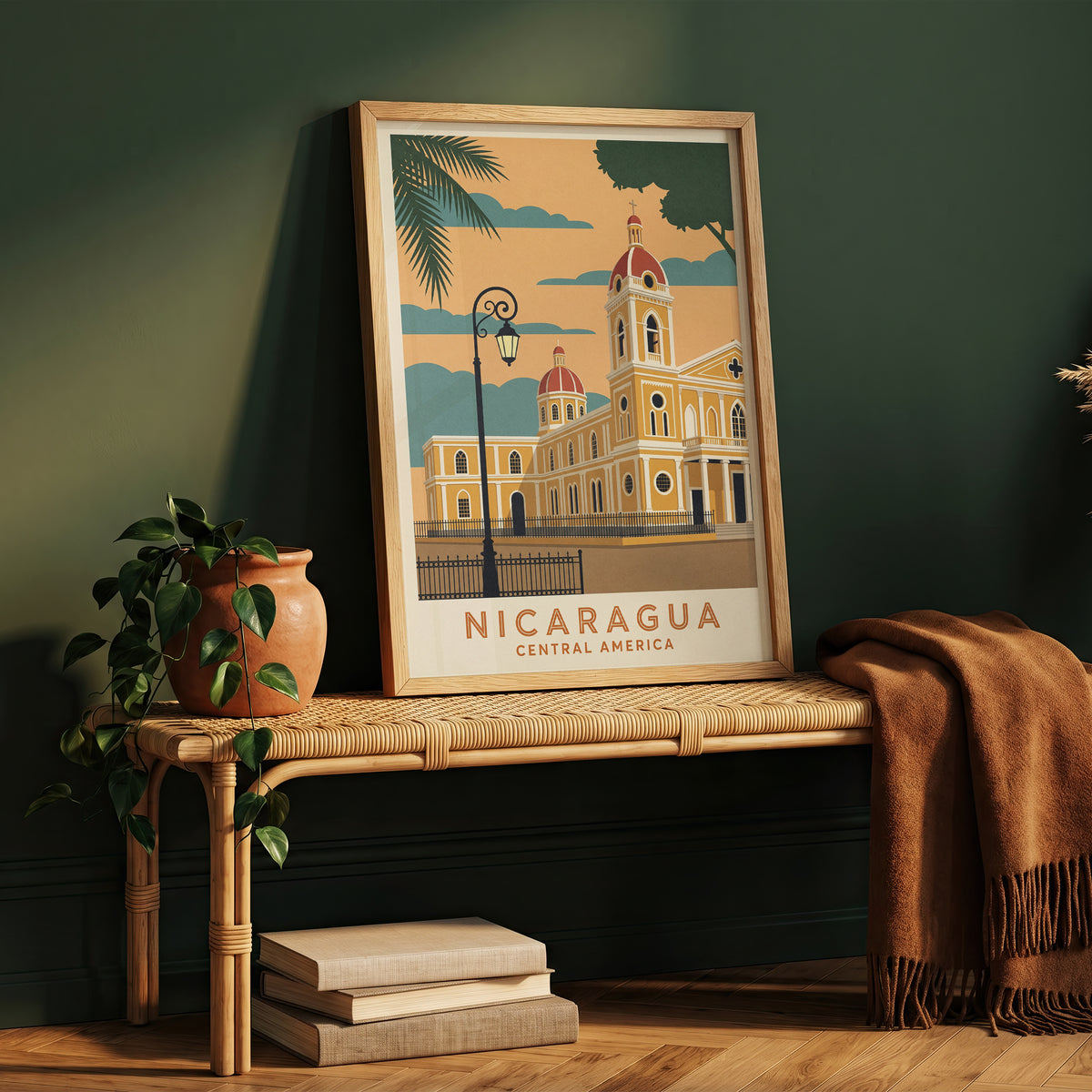 Nicaragua Granada Vintage Travel Poster Central America Wall Art Print