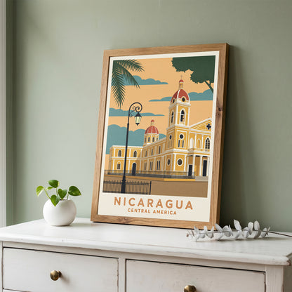 Nicaragua Granada Vintage Travel Poster Central America Wall Art Print