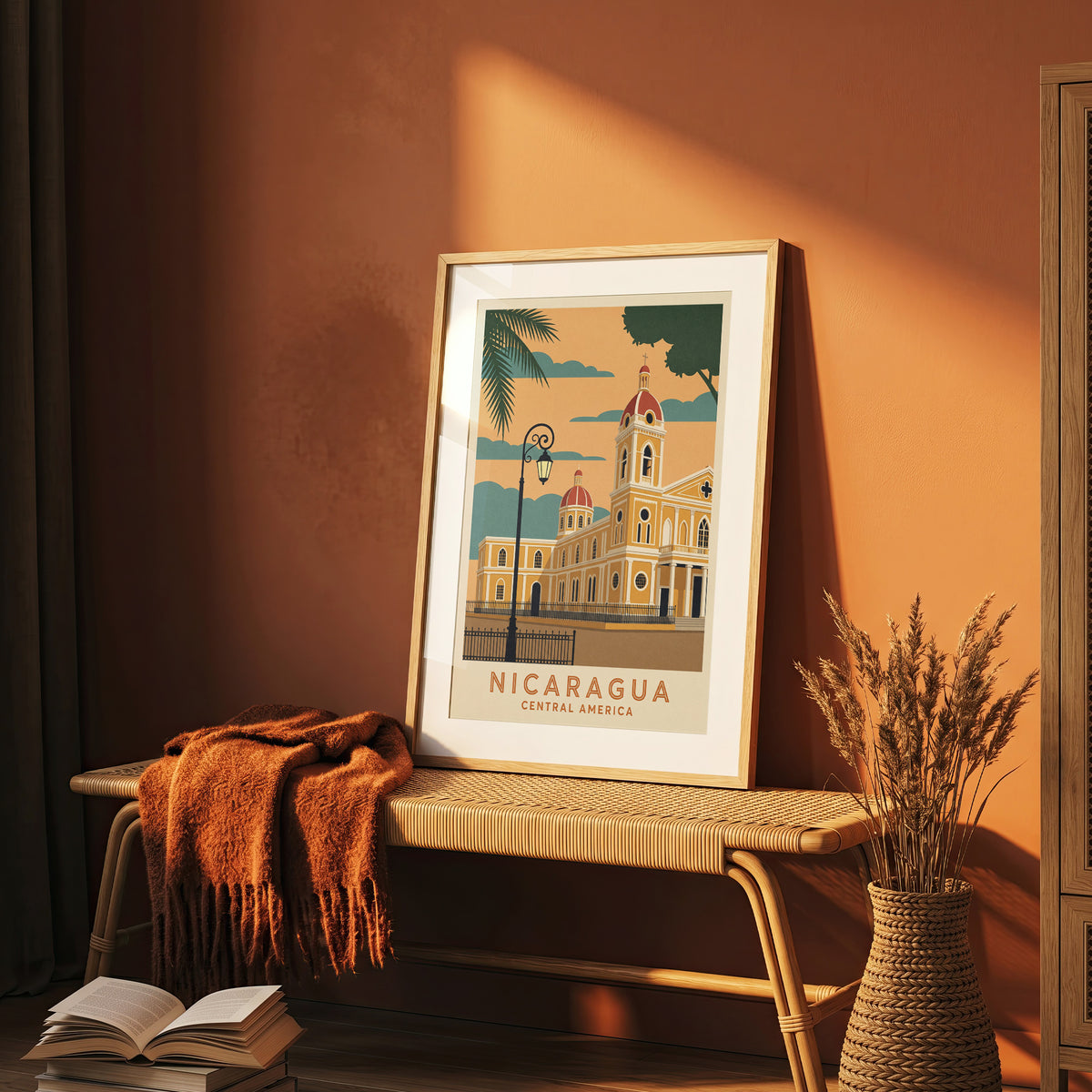 Nicaragua Granada Vintage Travel Poster Central America Wall Art Print