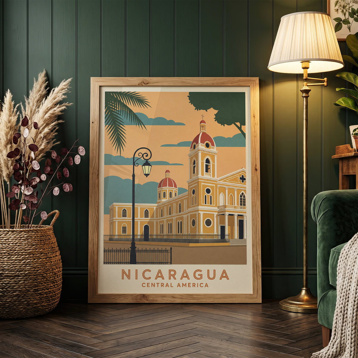 Nicaragua Granada Vintage Travel Poster Central America Wall Art Print