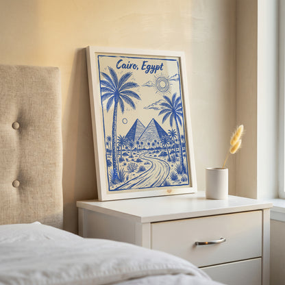 Cairo Egypt Retro Vintage Travel Poster Block Print Wall Art Print