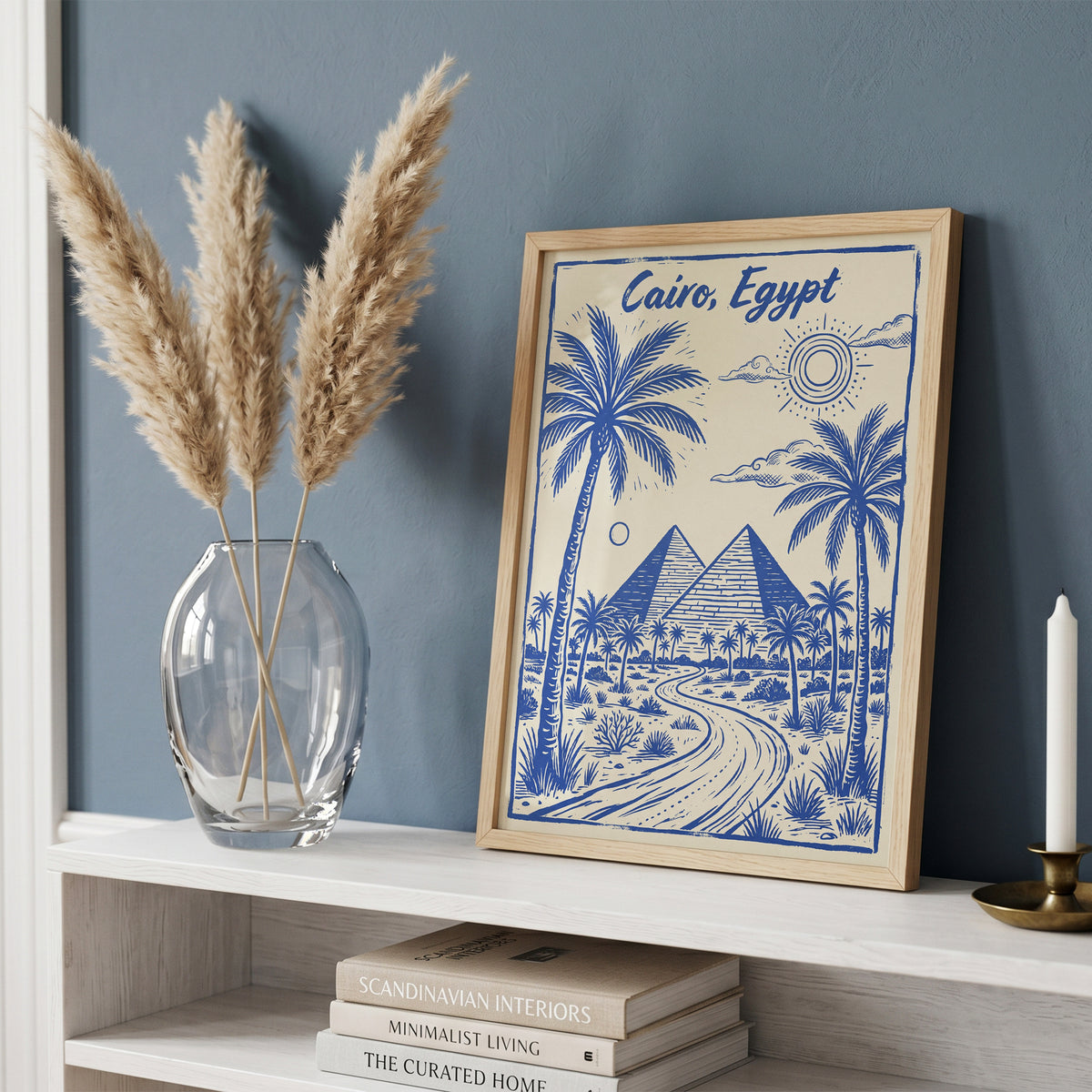 Cairo Egypt Retro Vintage Travel Poster Block Print Wall Art Print