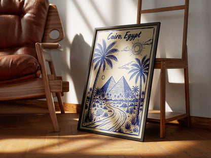 Cairo Egypt Retro Vintage Travel Poster Block Print Wall Art Print