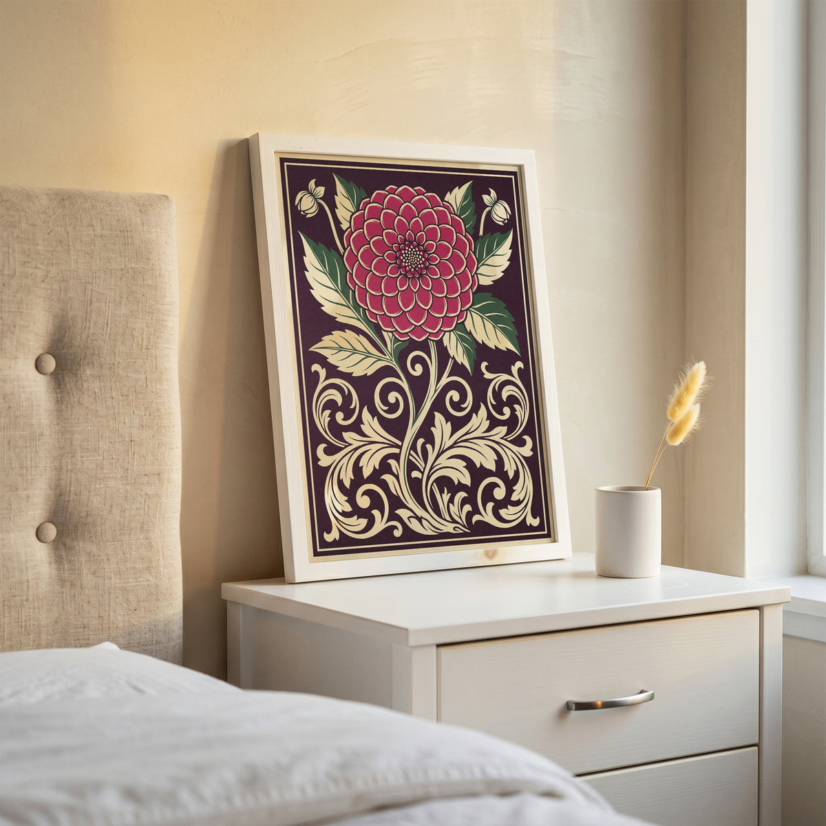 Vintage Dahlia Floral Botanical Wall Art Print Fine Art Poster