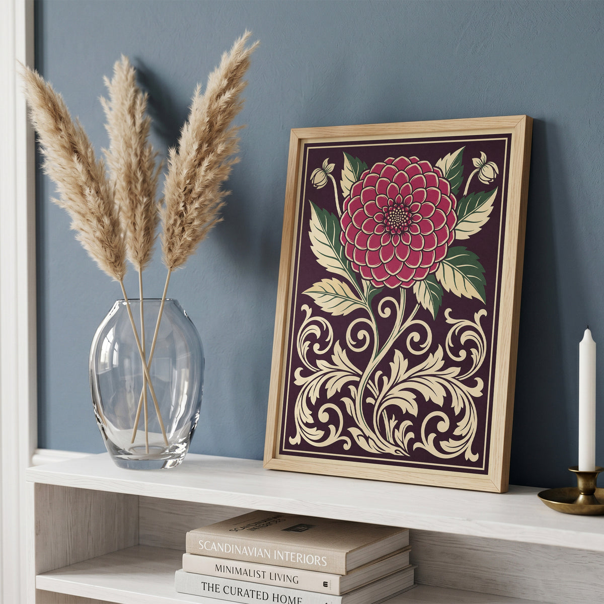 Vintage Dahlia Floral Botanical Wall Art Print Fine Art Poster