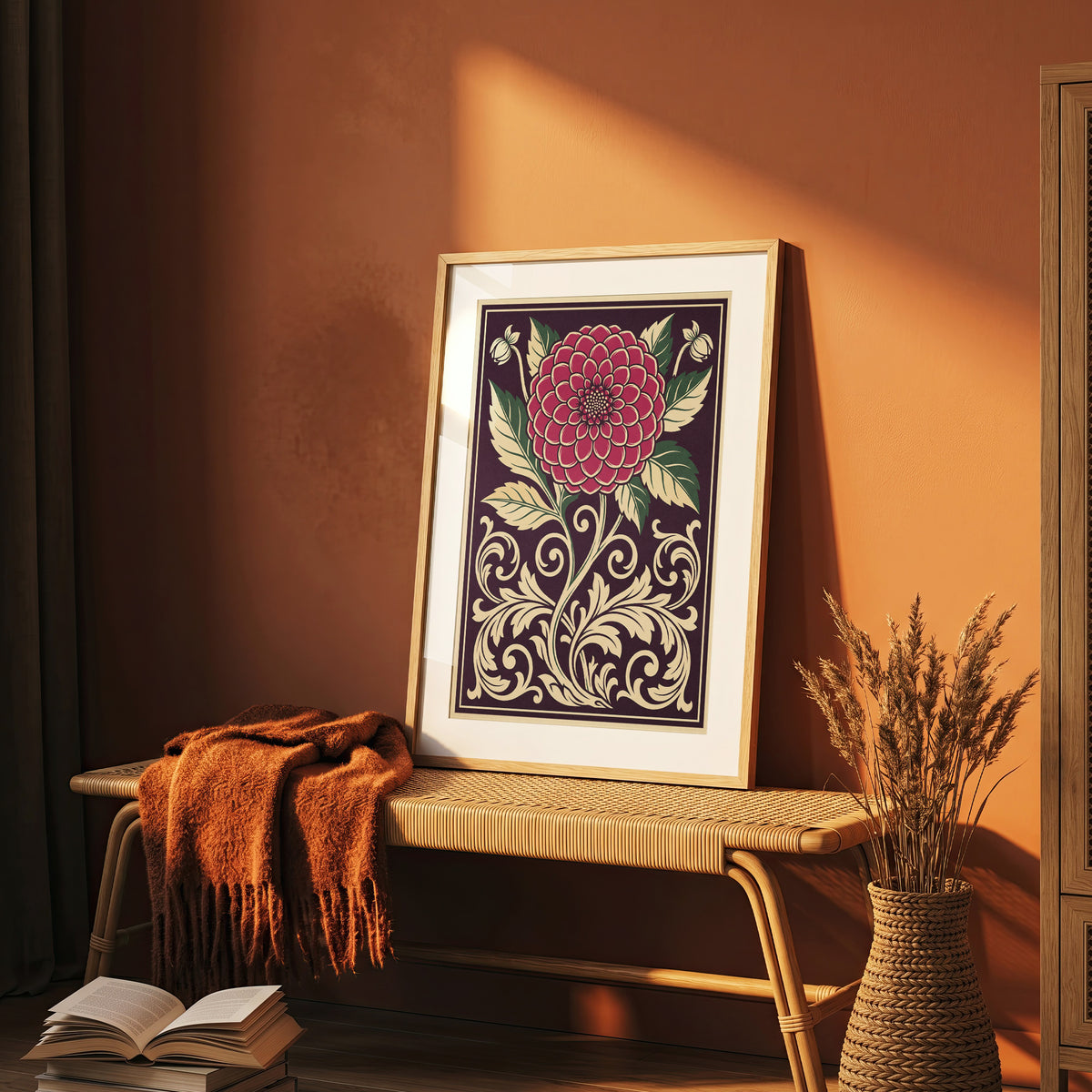 Vintage Dahlia Floral Botanical Wall Art Print Fine Art Poster