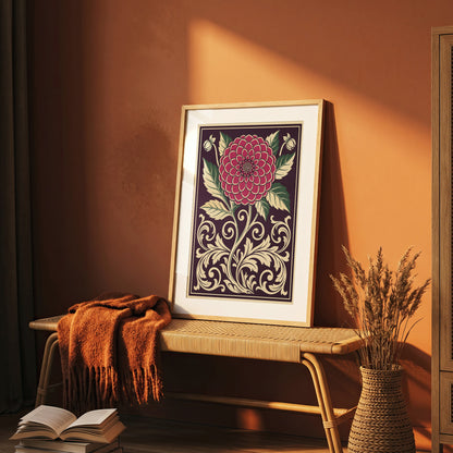 Vintage Dahlia Floral Botanical Wall Art Print Fine Art Poster
