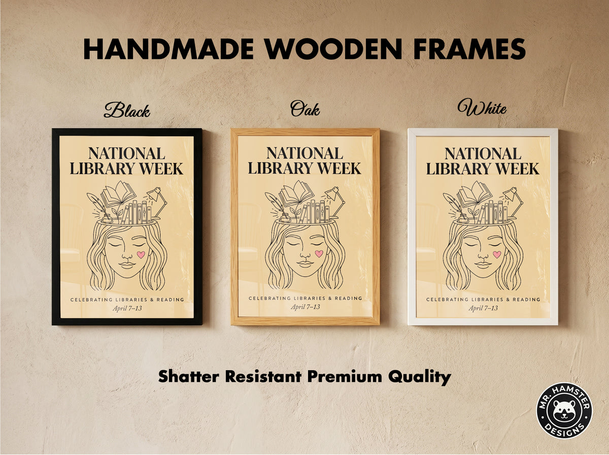 National Library Week Vintage Line Art Book Lover Wall Art Print