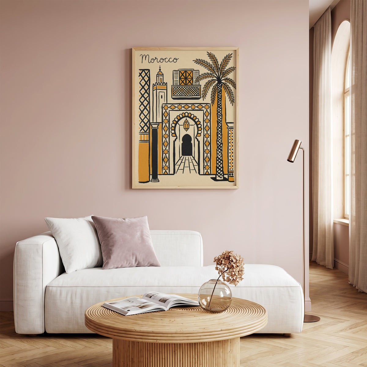 Morocco Retro Travel Illustration Boho Architecture Wall Art Print