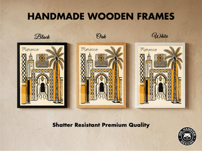 Morocco Retro Travel Illustration Boho Architecture Wall Art Print