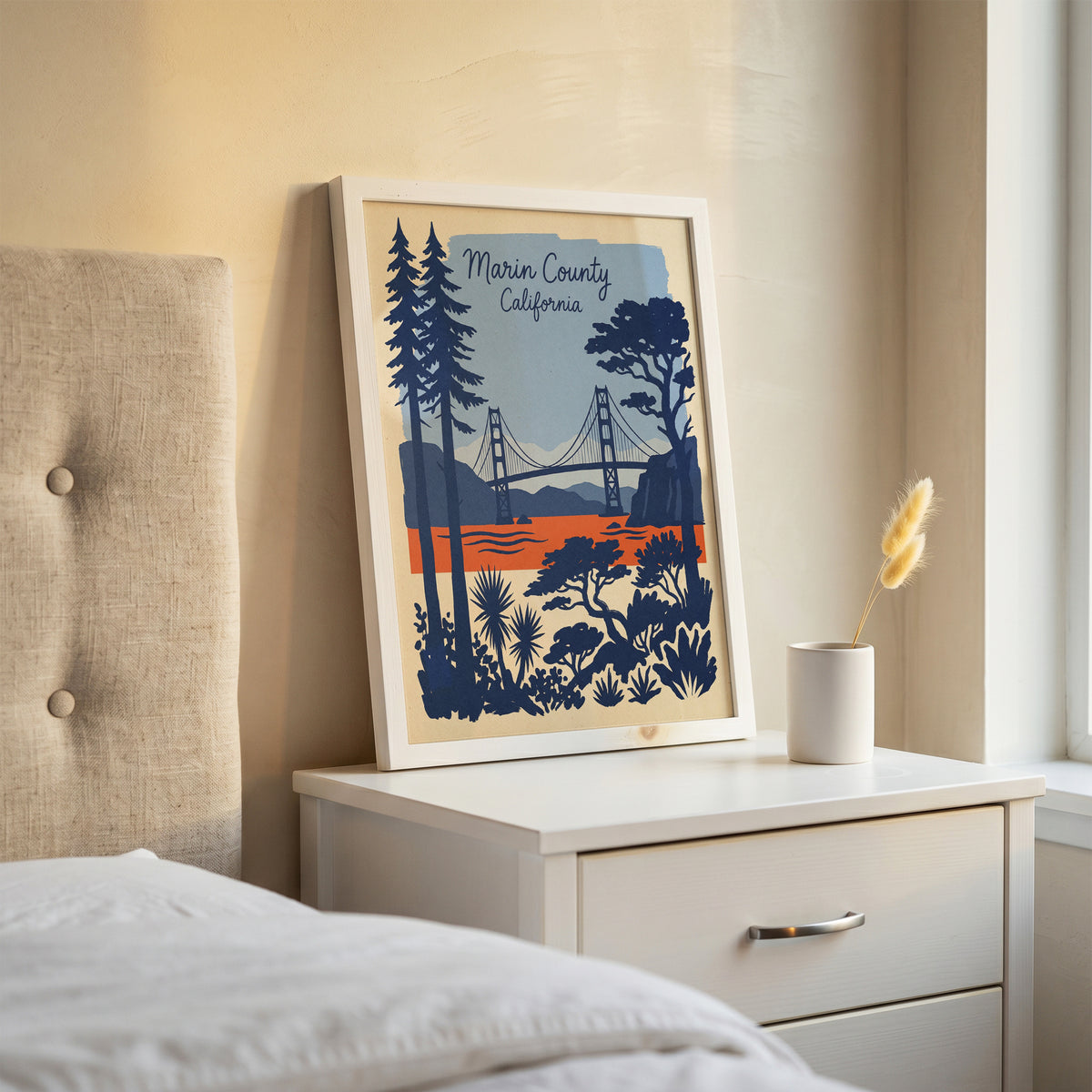 Marin County California Retro Travel Poster Vintage Wall Art Print