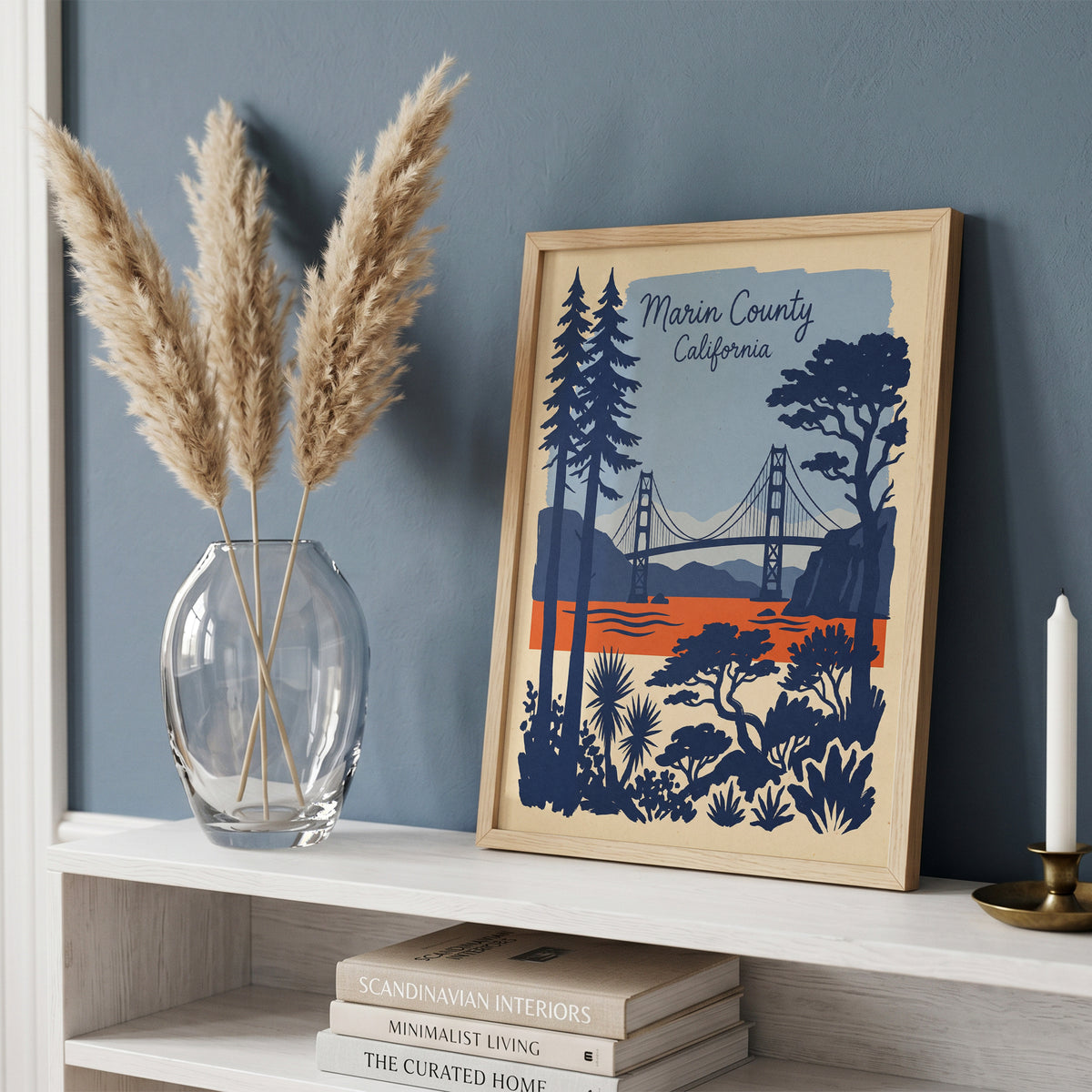 Marin County California Retro Travel Poster Vintage Wall Art Print