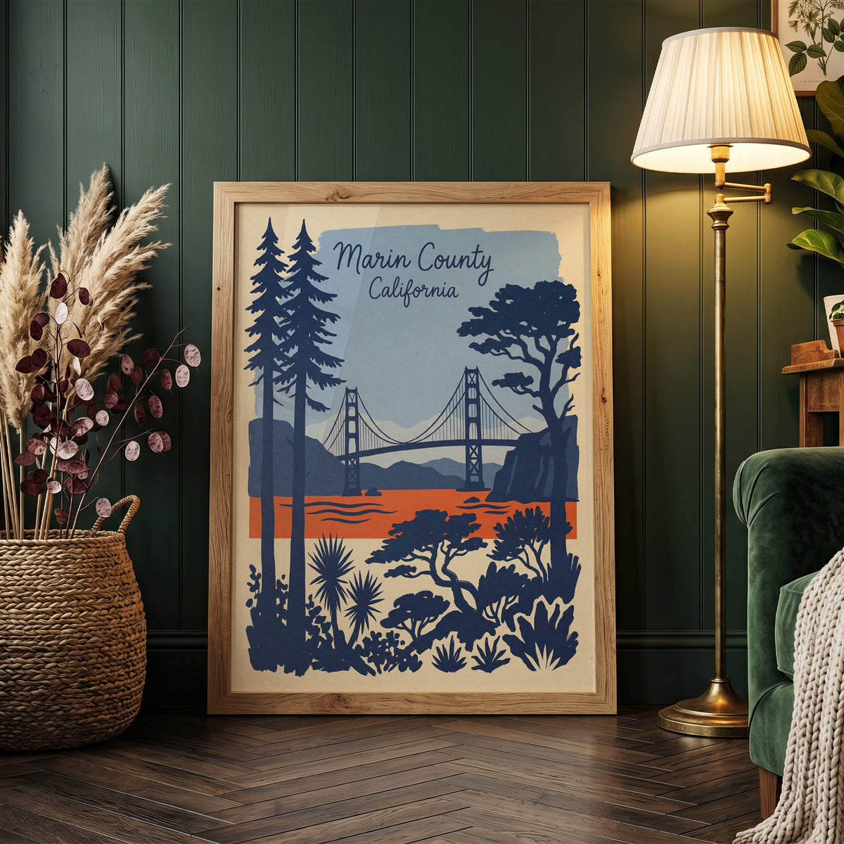 Marin County California Retro Travel Poster Vintage Wall Art Print