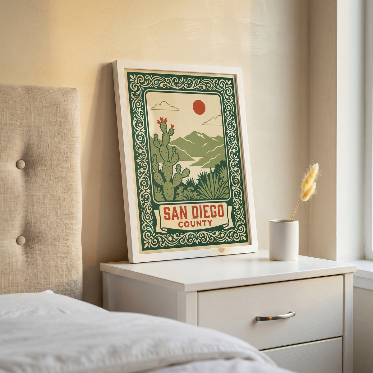 San Diego County California Retro Travel Poster Wall Art Print