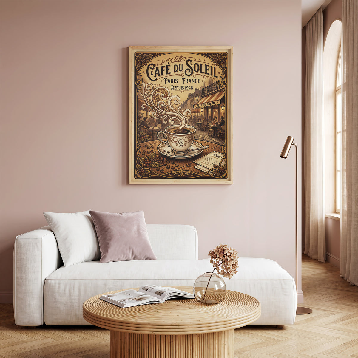Paris Cafe Vintage Art Nouveau Travel Poster Wall Art Print