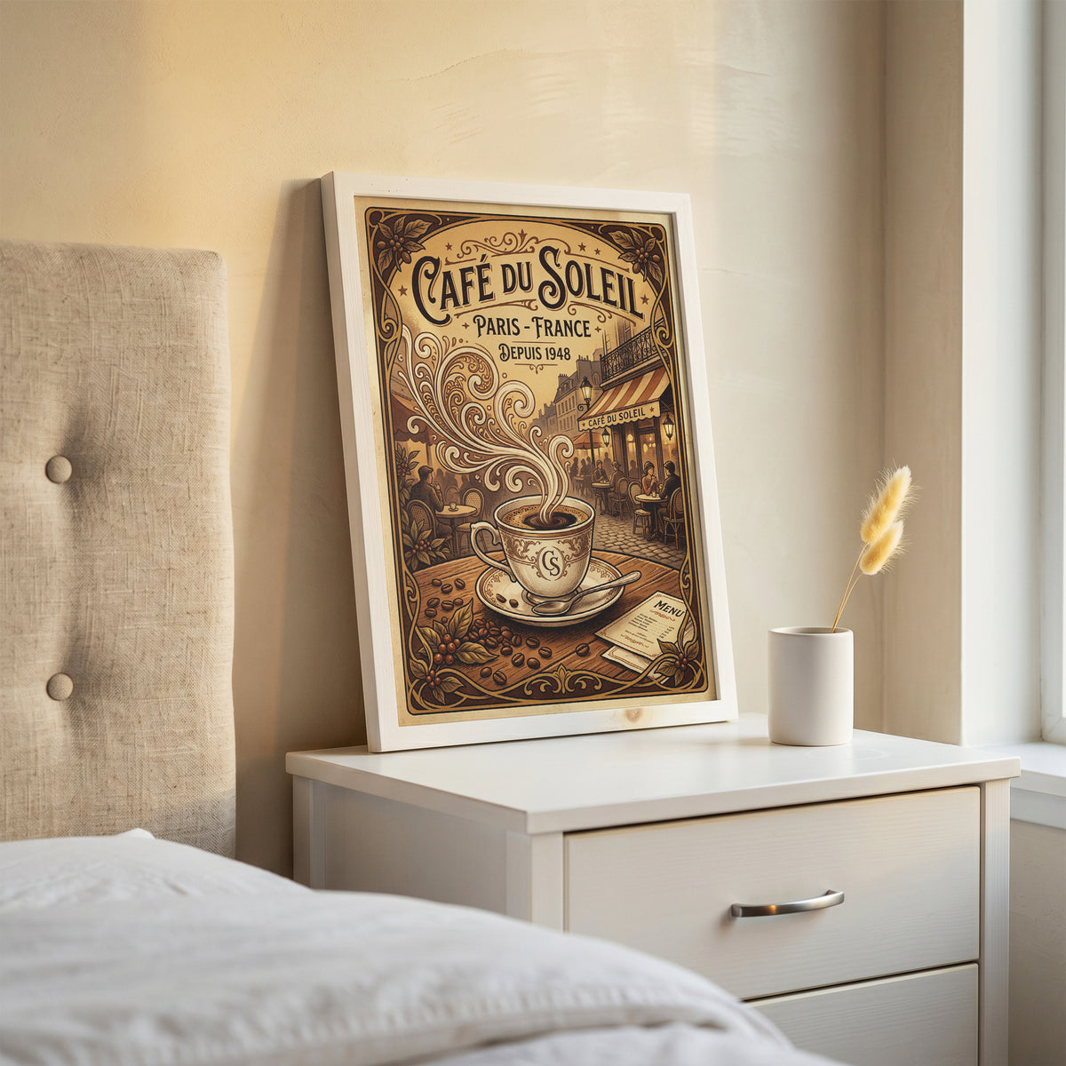Paris Cafe Vintage Art Nouveau Travel Poster Wall Art Print