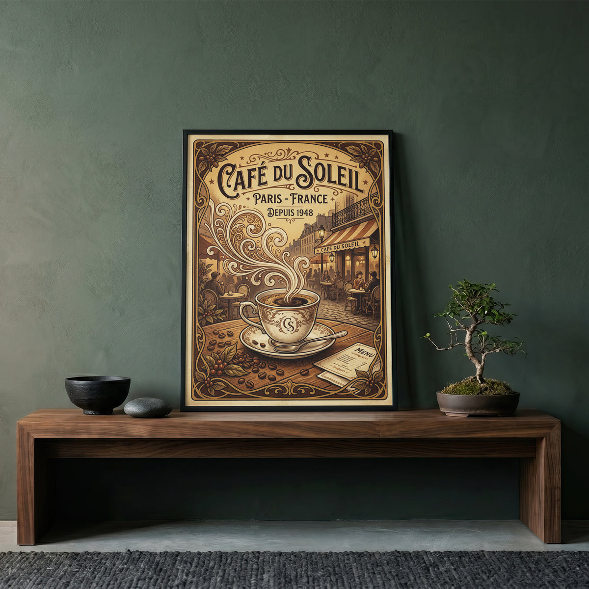 Paris Cafe Vintage Art Nouveau Travel Poster Wall Art Print