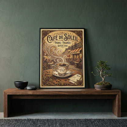 Paris Cafe Vintage Art Nouveau Travel Poster Wall Art Print