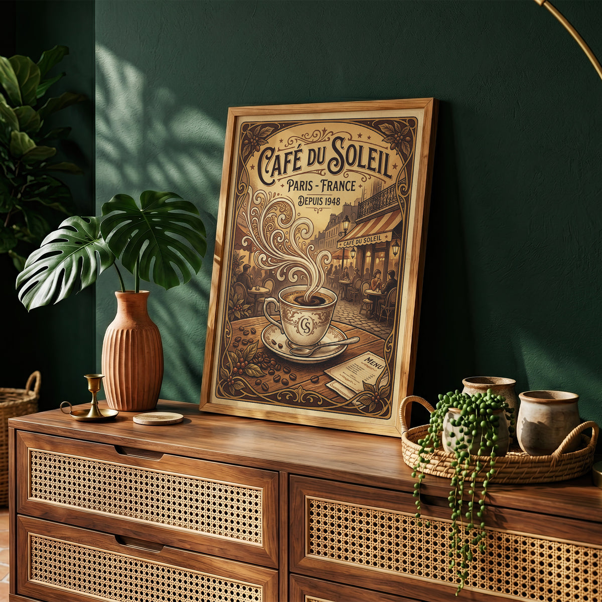 Paris Cafe Vintage Art Nouveau Travel Poster Wall Art Print