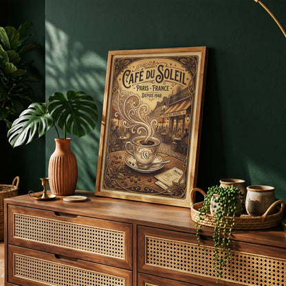 Paris Cafe Vintage Art Nouveau Travel Poster Wall Art Print